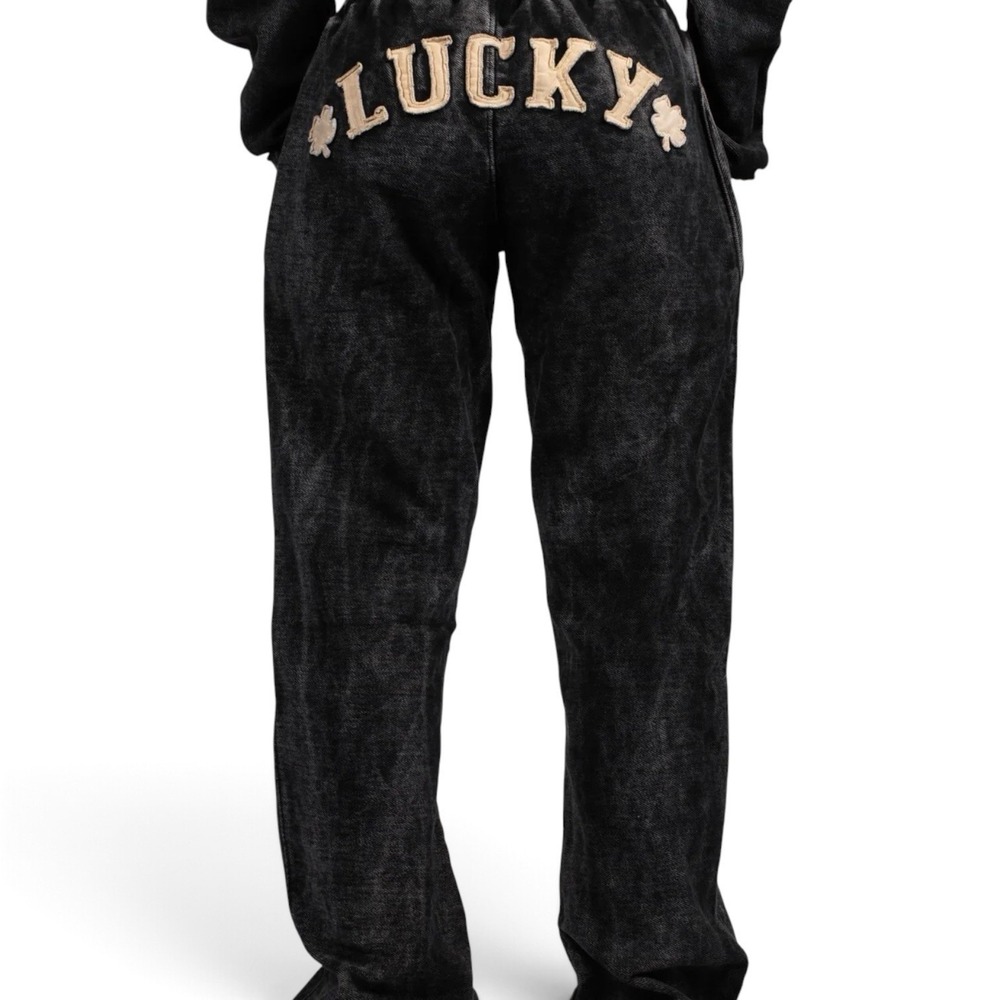 FILTHY WEALTH Lucky Spell Out Sweatpants Gray Sz XS Streetwear Hip Hop